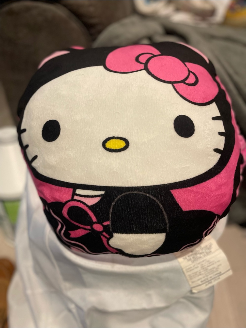 Hello Kitty Pink Bow Plush Pillow with Black Accent